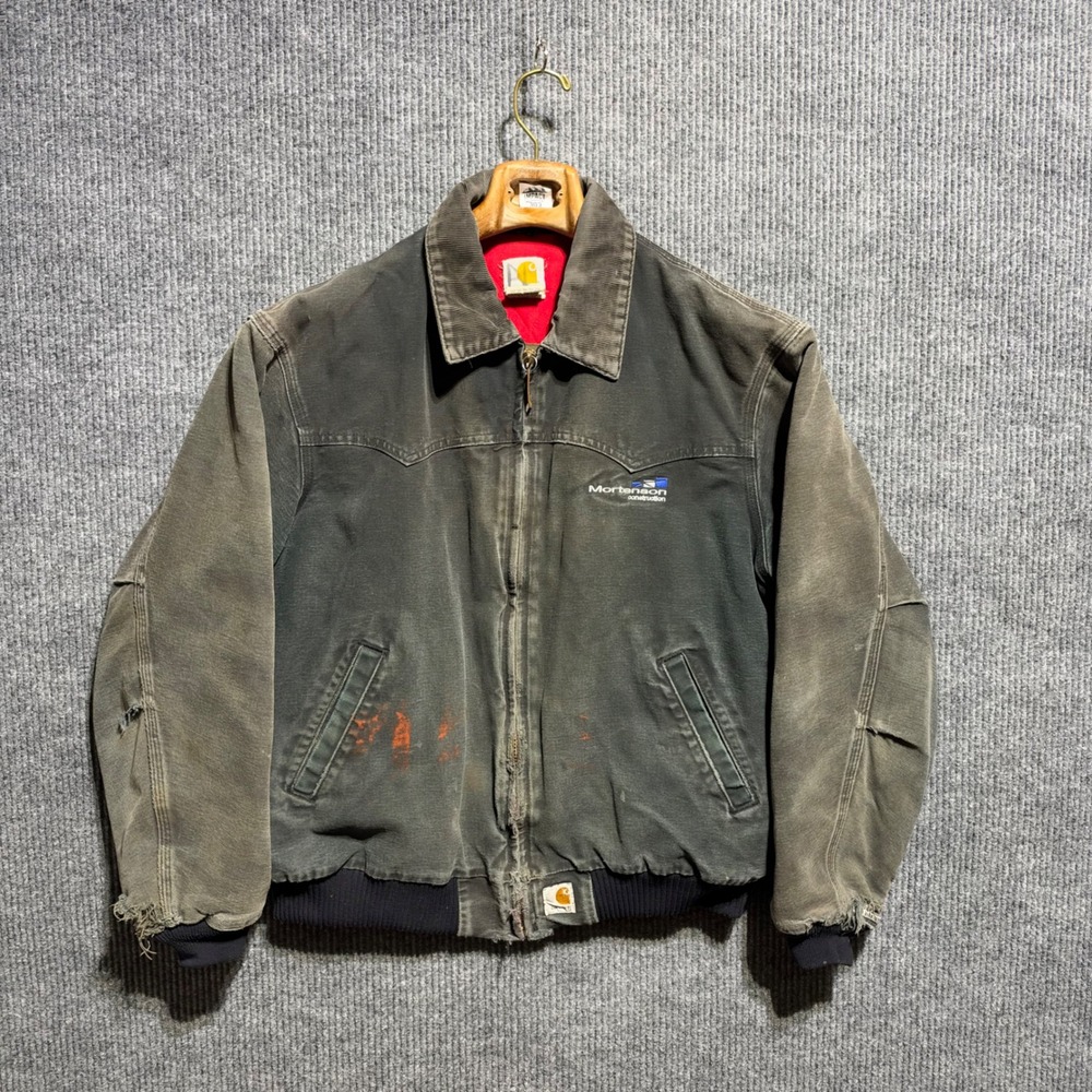 Vintage Carhartt Santa Fe Jacket Mens XL Black J13 BLK Distressed Workwear Duck